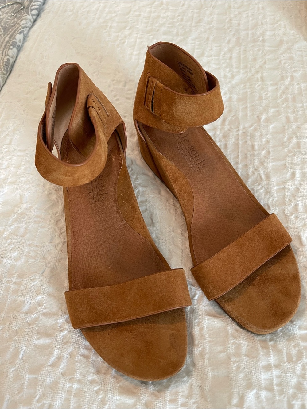 Gentle Souls Gianna 2 Leather Wedge Sandal 9US Brown Cushion Flax Insole